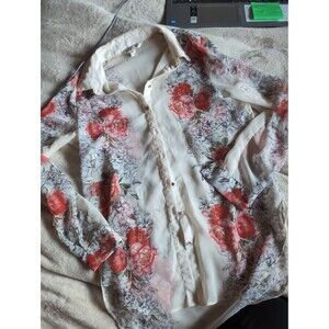 Miss Selfridge floral see through button up top size small